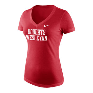 NIKE Tri-Blend Short Sleeve Mid-V, University Red Heather (F23)