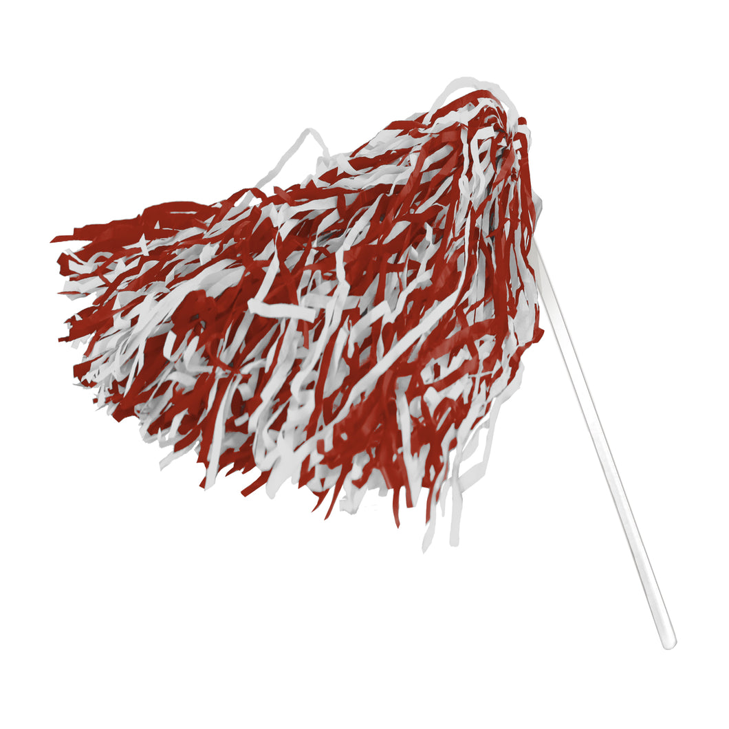 Poms With Plastic Stick, Red/White