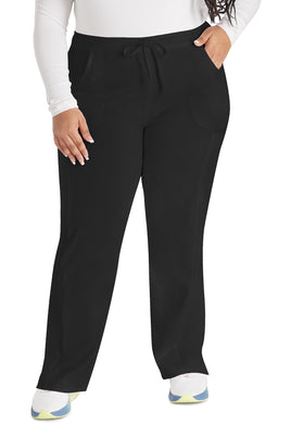 Ladies Mid Rise Straight Leg Drawstring Scrub Pant | Black