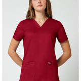 Ladies V-Neck Scrub Top with Roberts Nursing Logo, Red - Style WW620